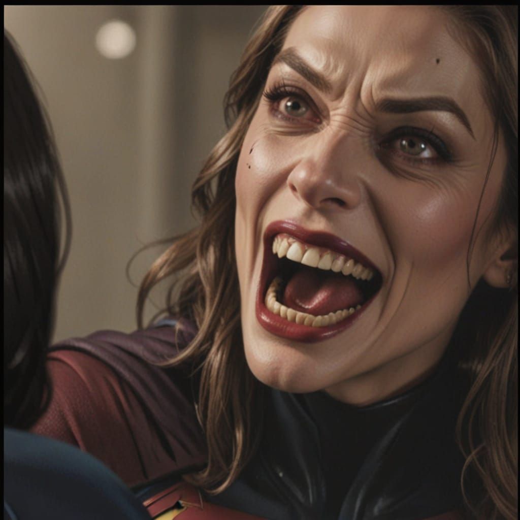 Comic Book Vampire Supergirl in Fierce Attack