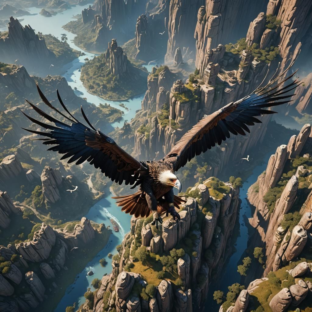 Vulture Soaring in a Clear Blue Sky