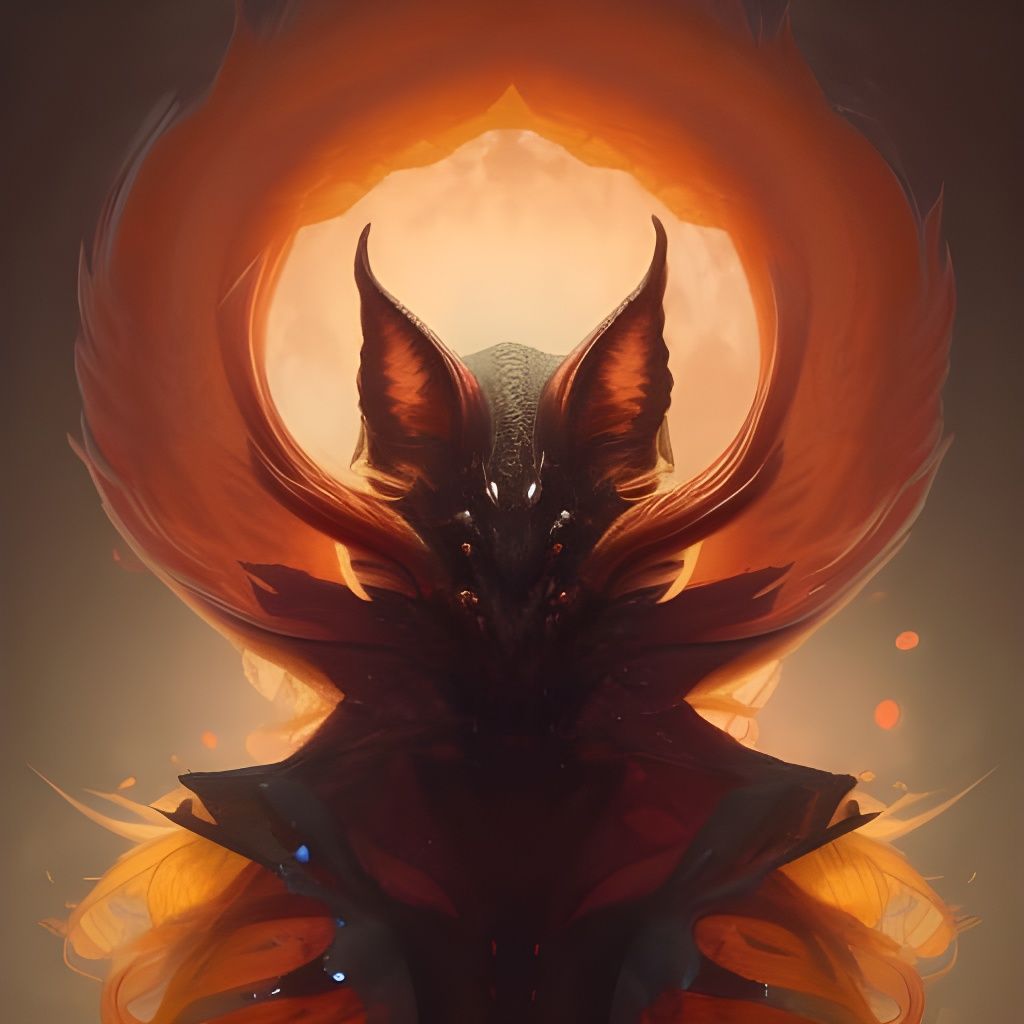 Eldritch Demonic Kitsune Portrait in Digital Painting Style