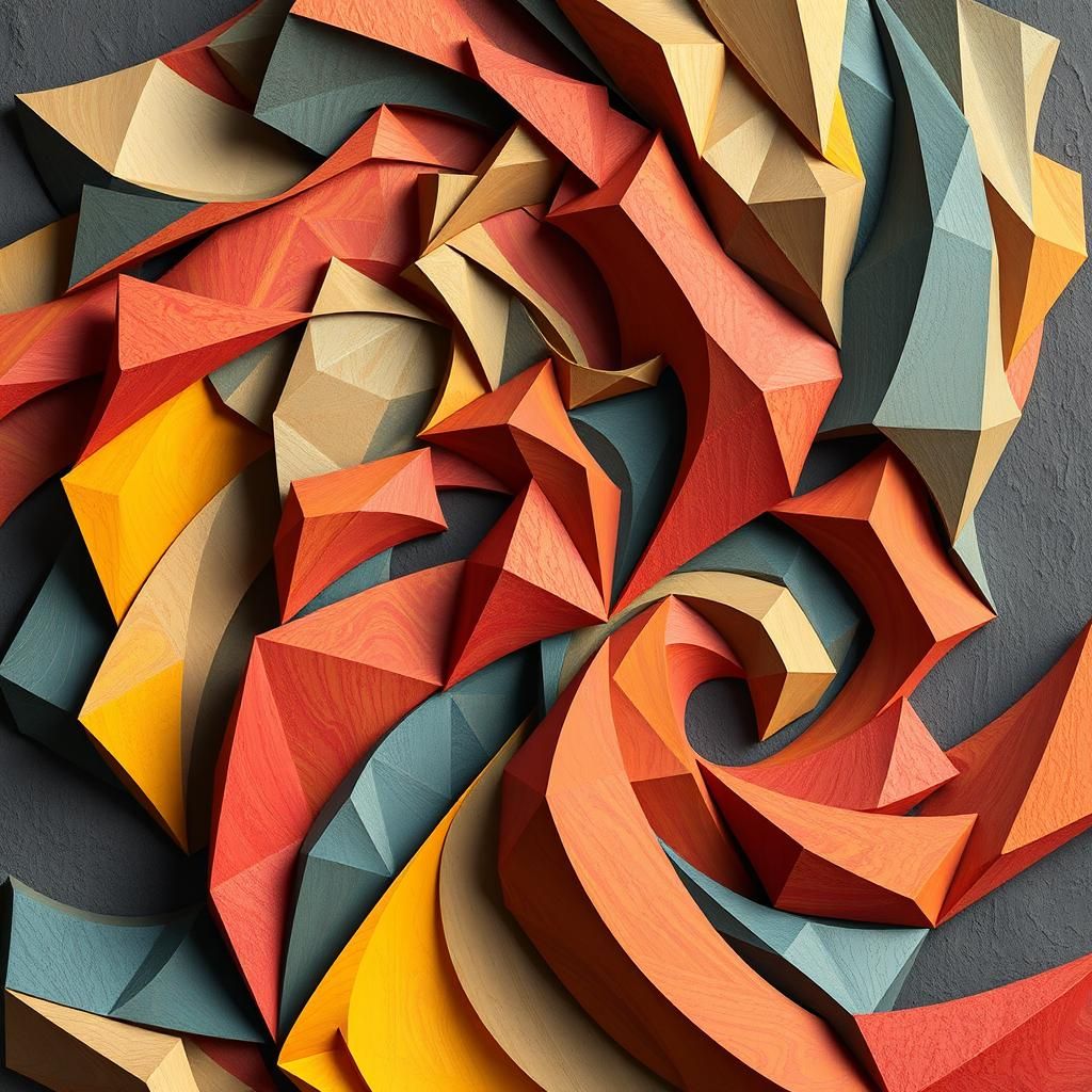 Detailed 3D Anime Art in Cubist Style