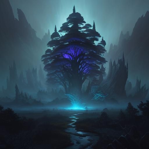 Eiffel Tower in Mystical Forest: Digital Fantasy Art