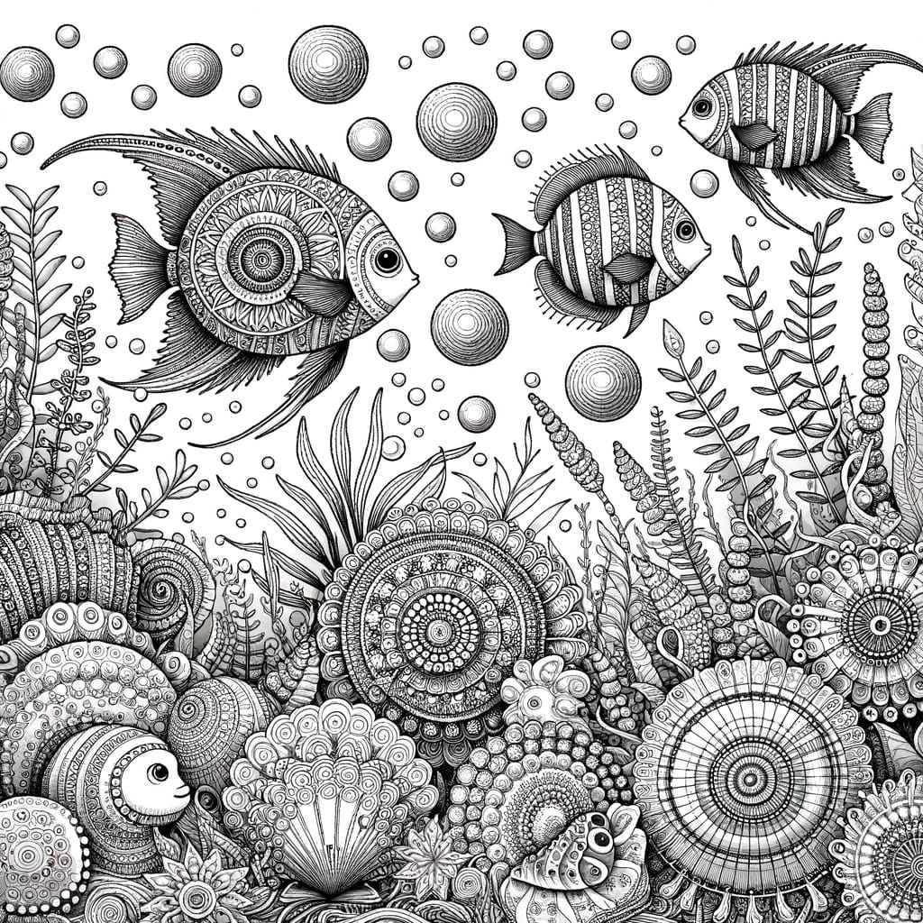 Magical Underwater Scene with Enchanting Mandalas and Whimsi...