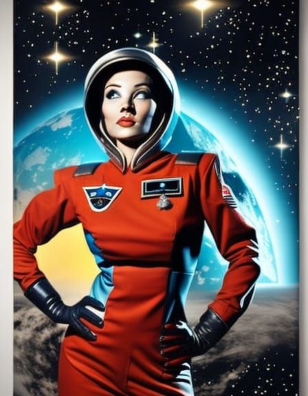 Retro Sci-Fi Space Girl in 1950s Style