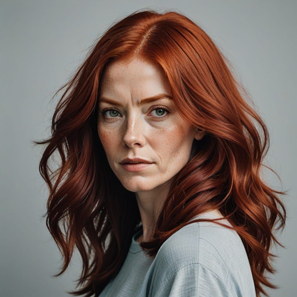 Woman with Exaggerated Red Hair Portrait