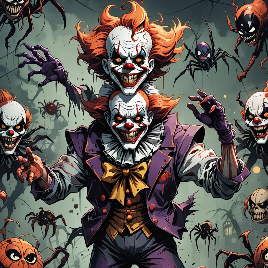 Four-Armed Pennywise Spider Clown in Anime Style