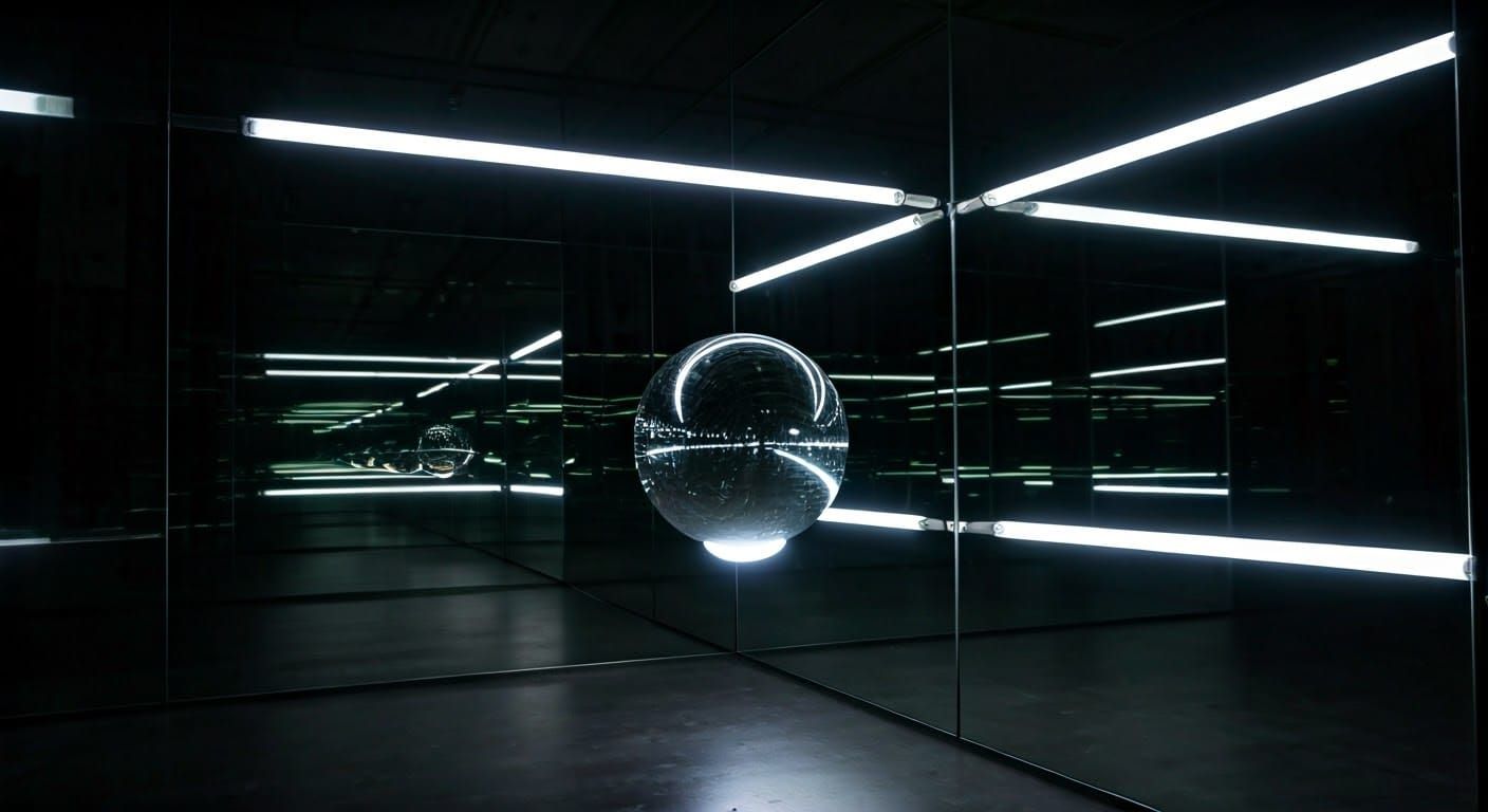 Infinity Reflected: A Glowing Orb in Clinical Isolation