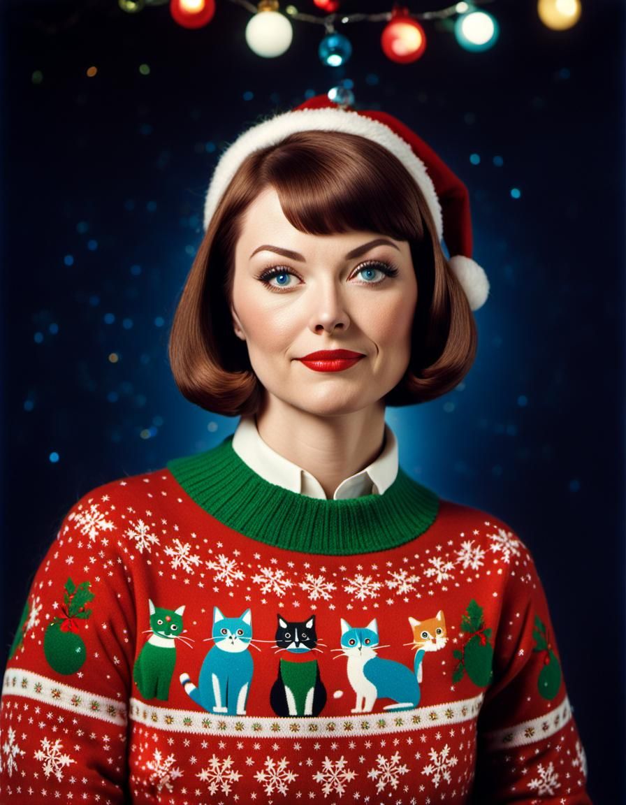 Robots and Cats Celebrate Christmas in Retro Style