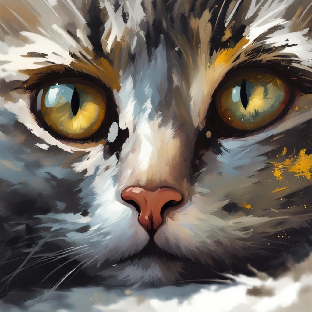 Detailed Close-Up Portrait of a Grey Tabby Cat