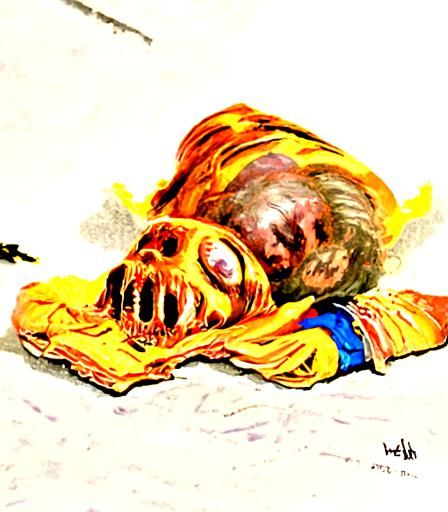 Horrific Dead Body in Engraving Style