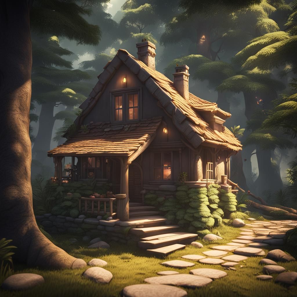 Cozy Forest House in Unreal Engine Style