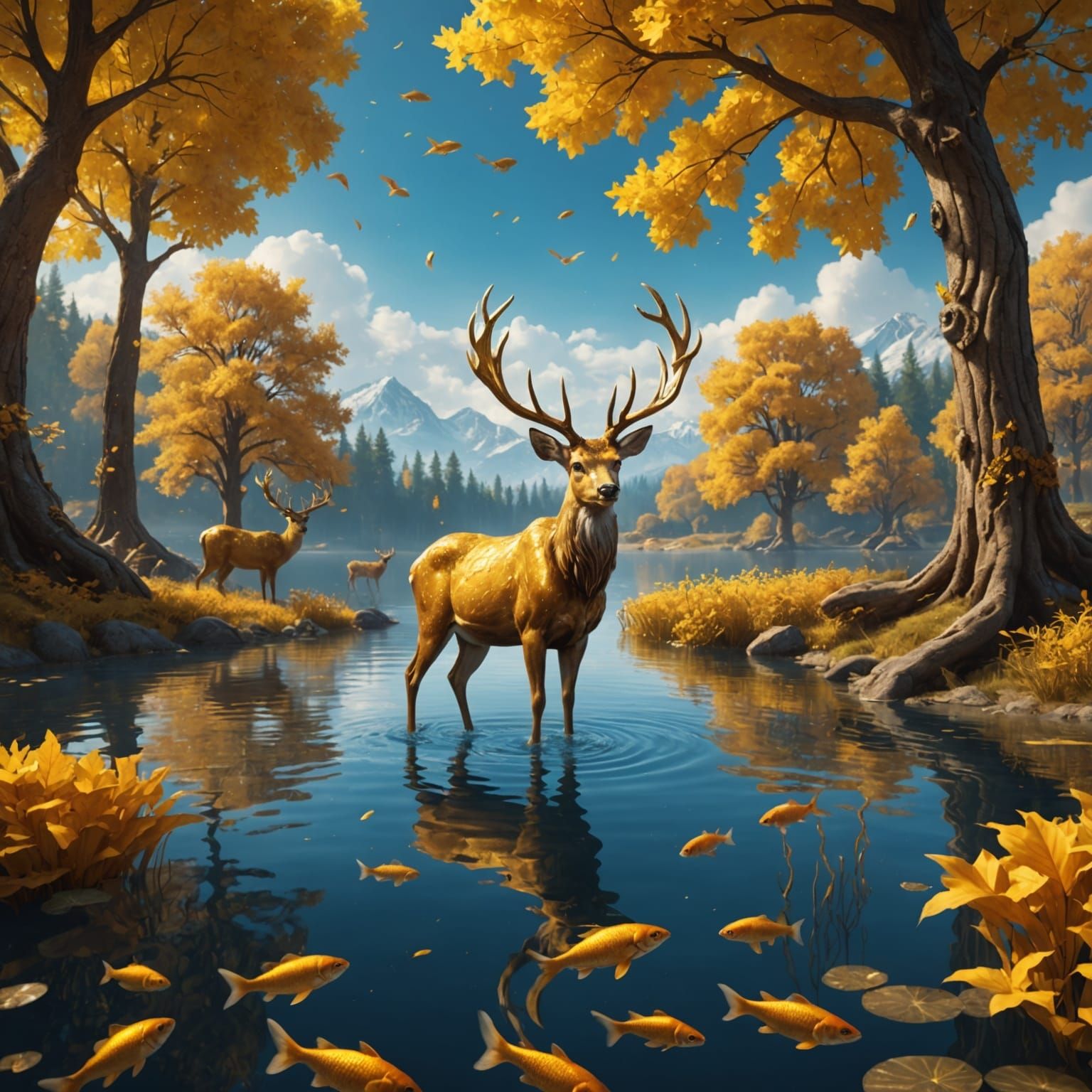 Golden Deer and Flying Fish: Fantasy Concept Art