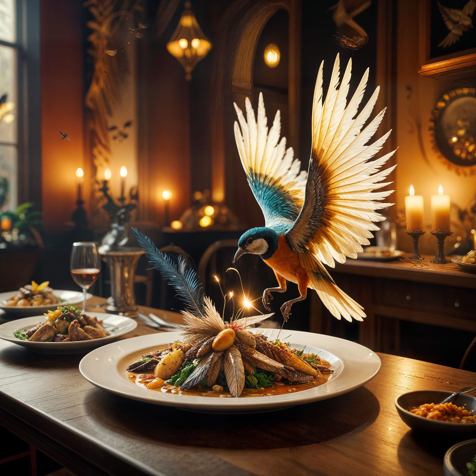Whimsical Gourmet Restaurant Serving Flying Food