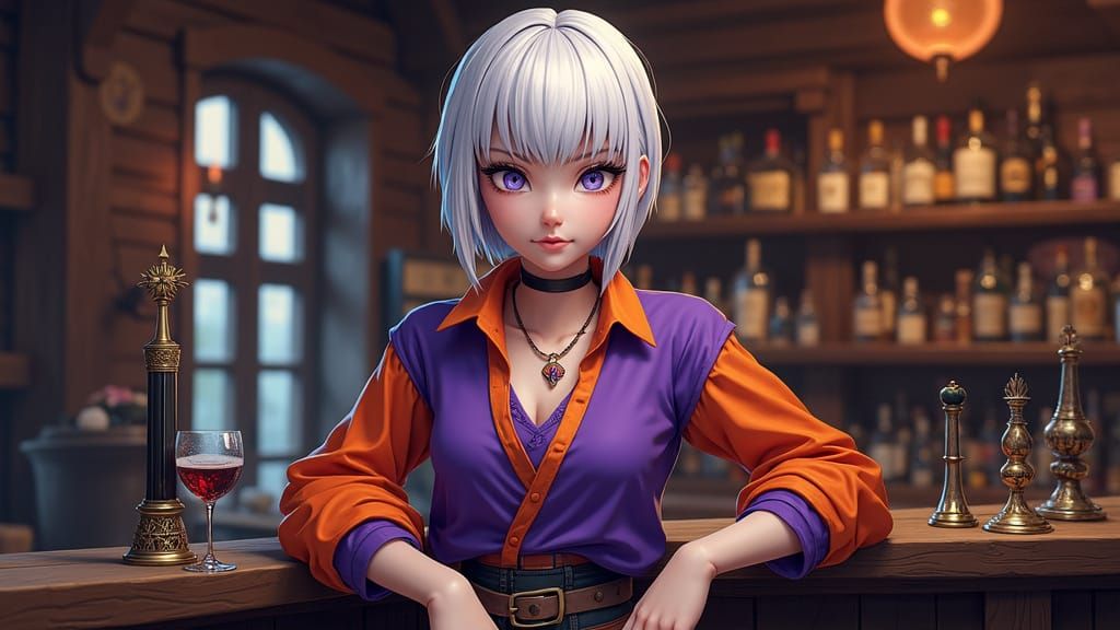 Fantasy Tavern Keeper with Scimitars and Claymores in Vibran...