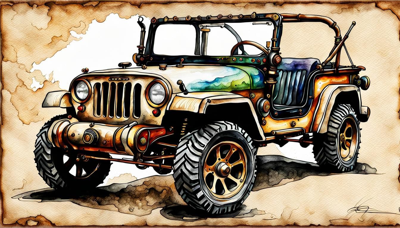 Drawing a steampunk Jeep