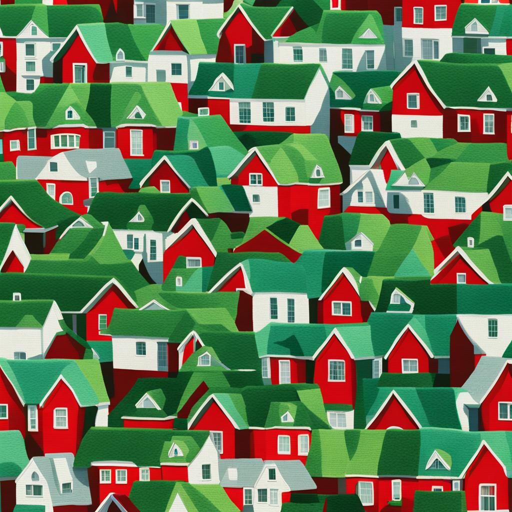 Green House in Woollen Pattern, Digital Art