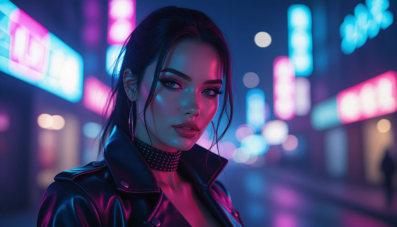 Neon Nightlife Portrait of a Musician in Digital Art Style