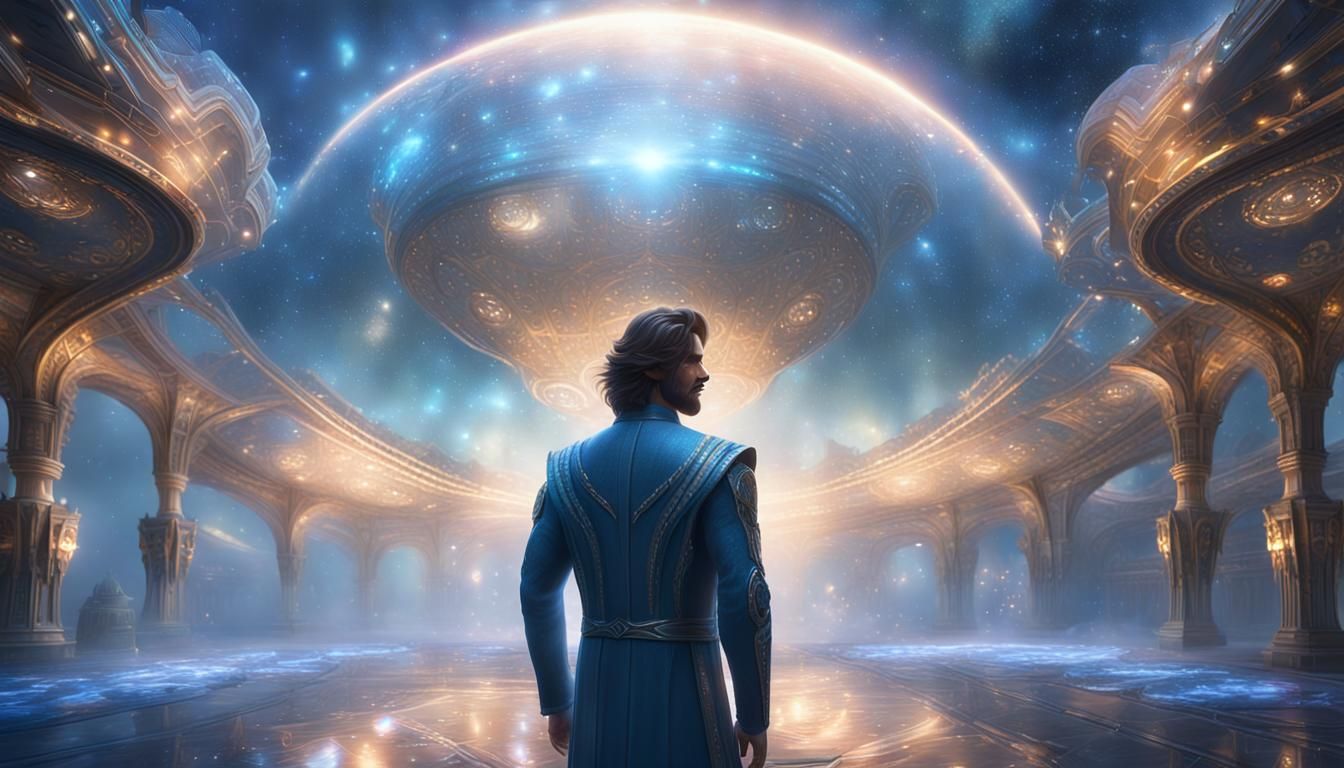 Glamorous Cosmic Man in Ethereal Fantasy Style