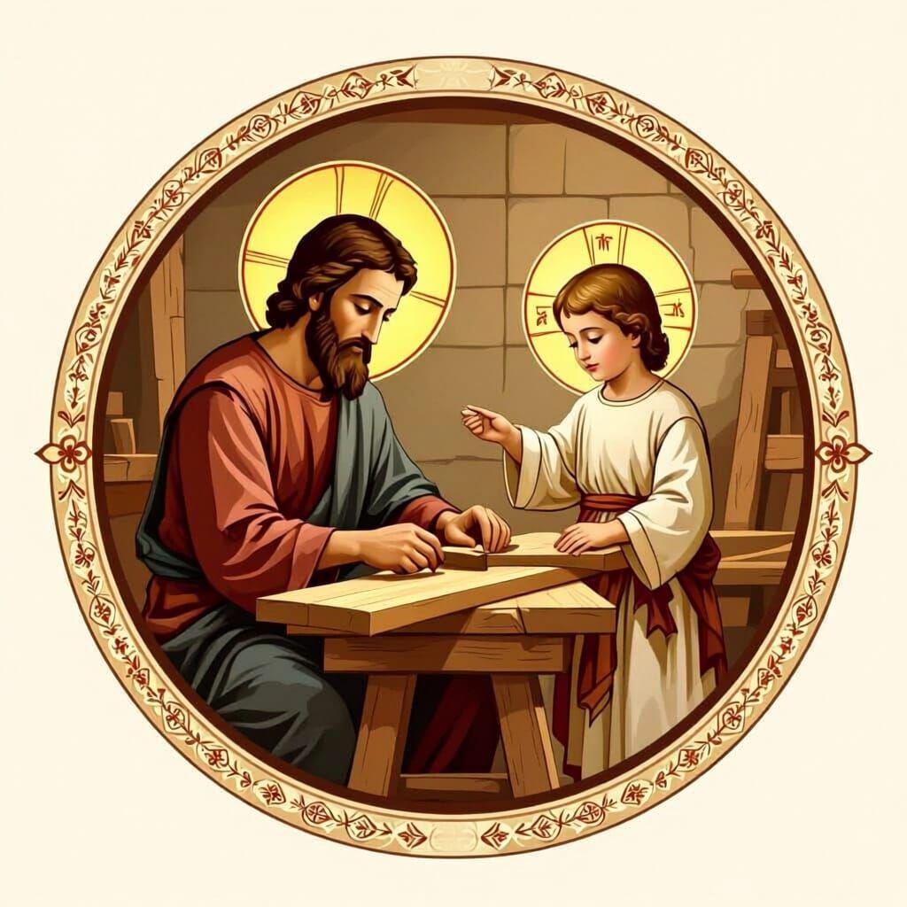 Joseph and Jesus in Byzantine Icon Style