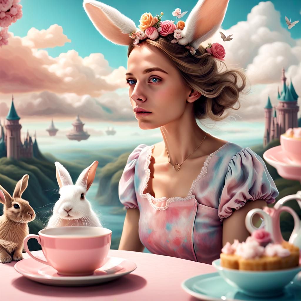 Dreamlike Tea Party on a Flying Island