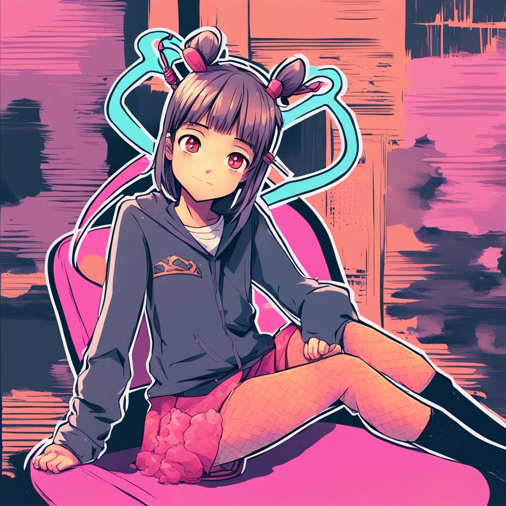 Anime Girl Posing: Cel-Shaded Digital Art