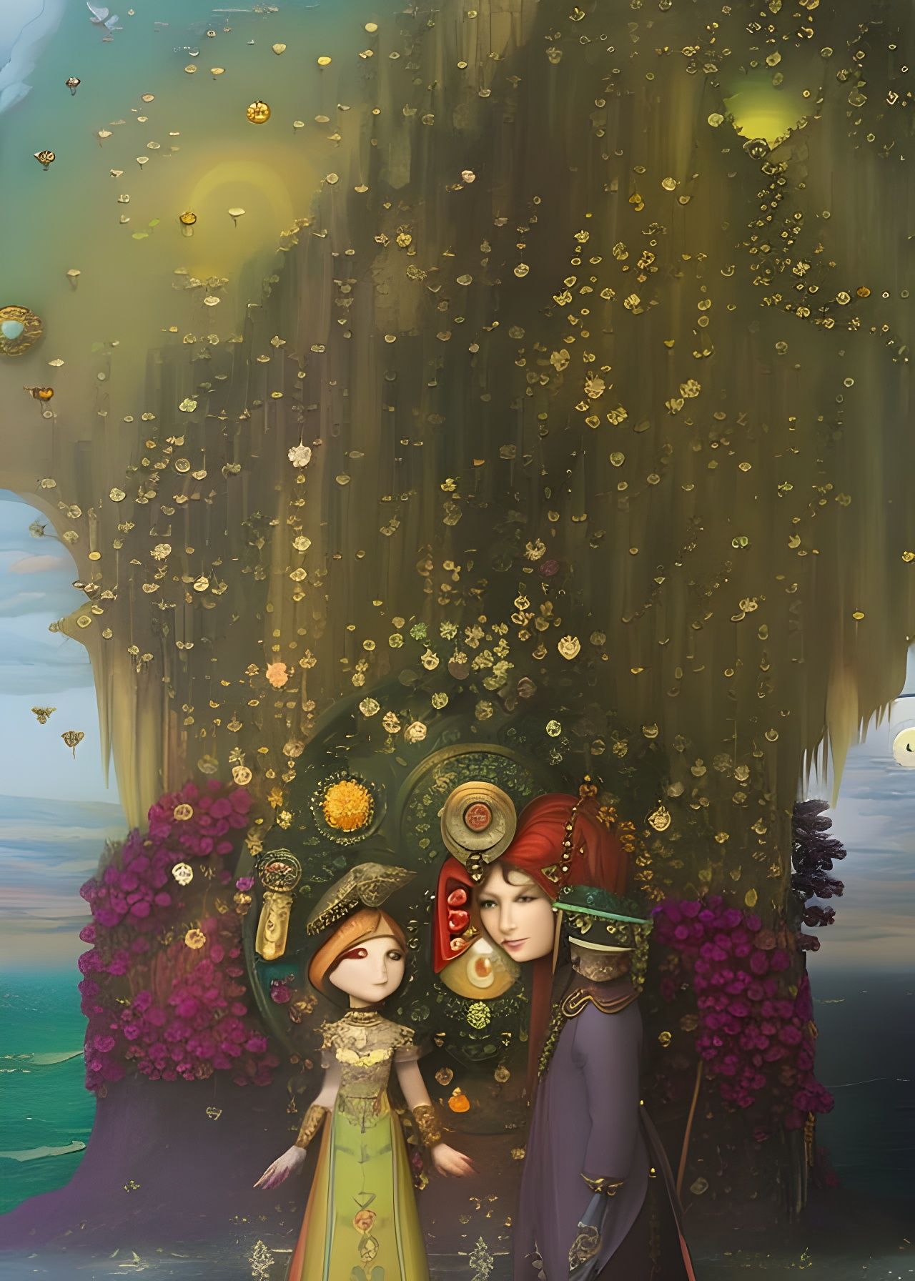 Clockwork Heart Reunion: Surreal Aetherpunk Diorama