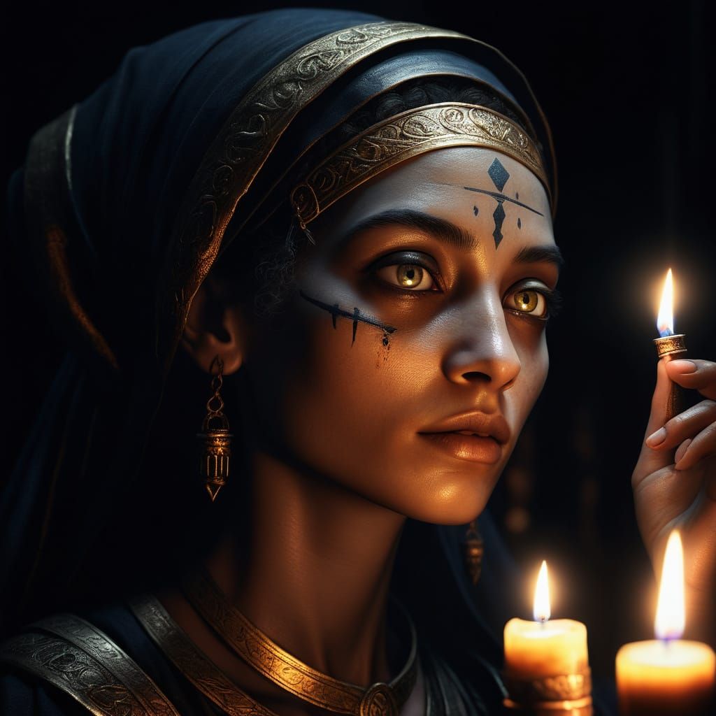Nephthys in Baroque-Inspired Dark Fantasy Art