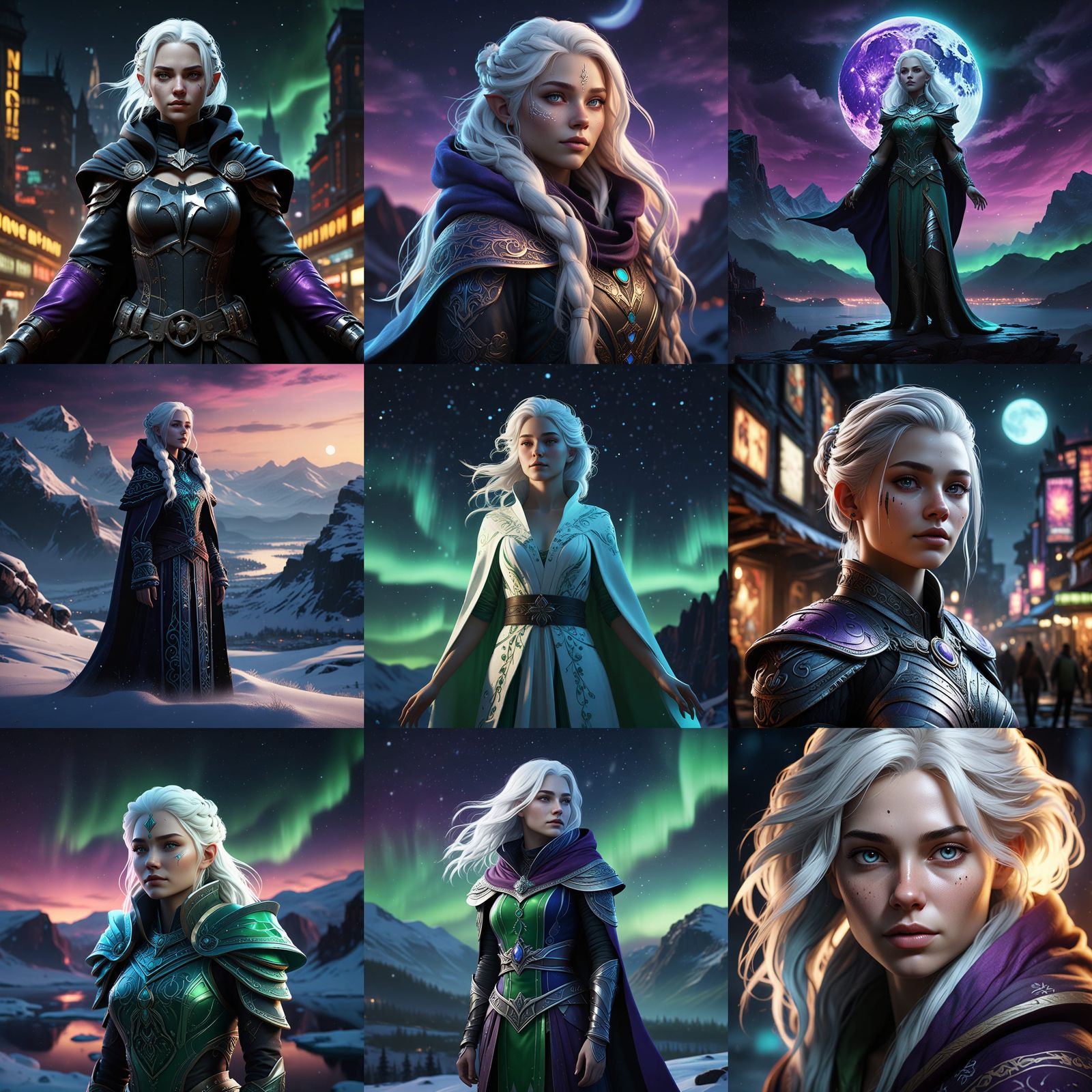 Ethereal Moon Sorceress in a Celestial Splendor