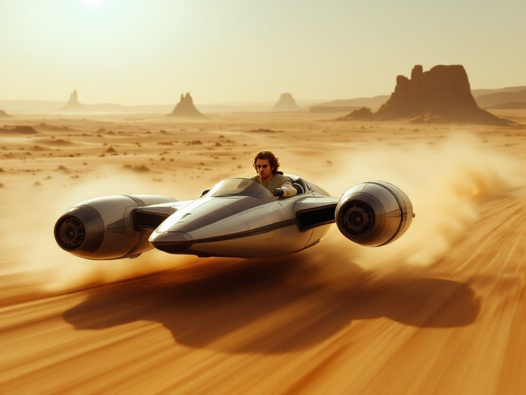 Anakin's High-Speed Pod Race on Tatooine