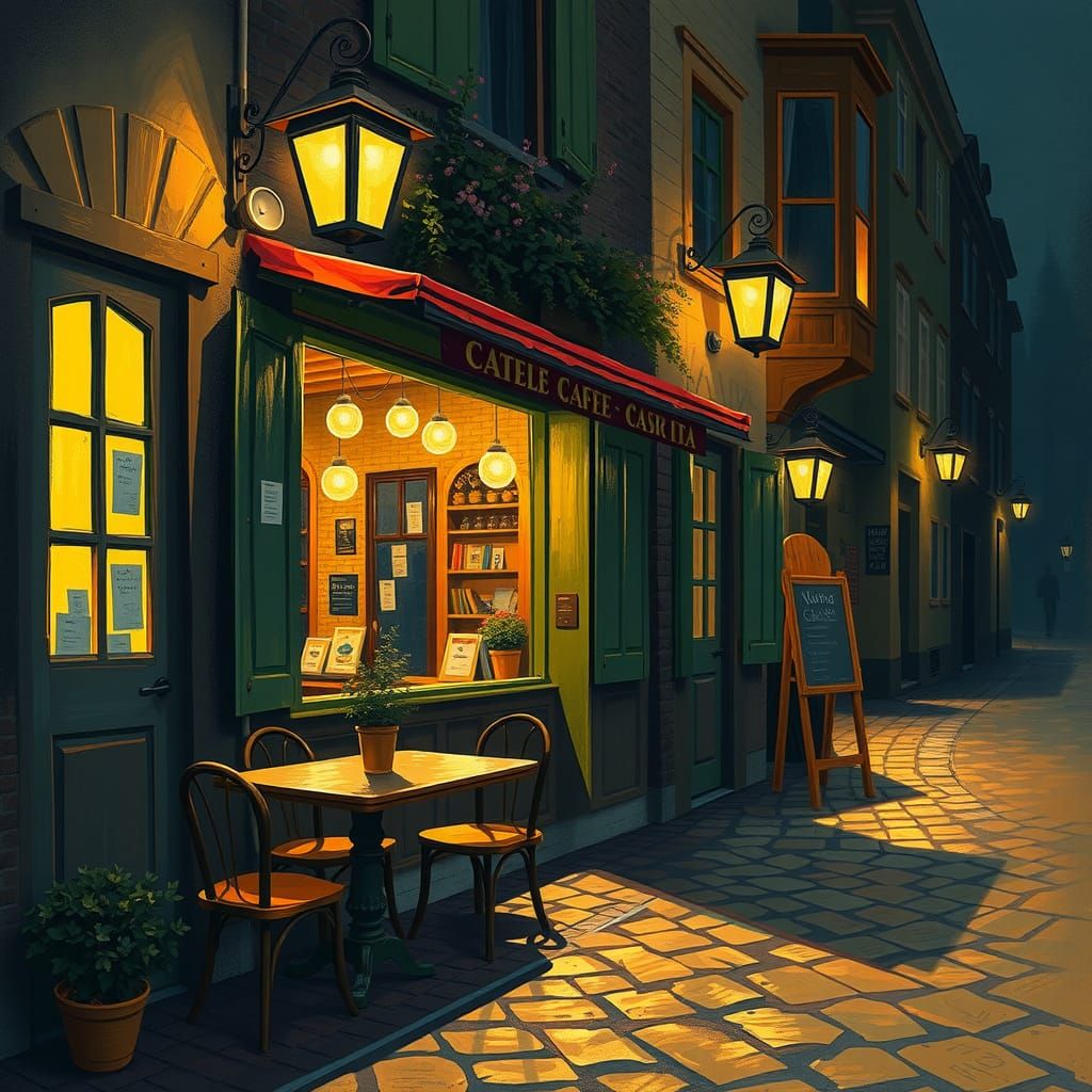 Night Cafe Scene in Van Gogh Style
