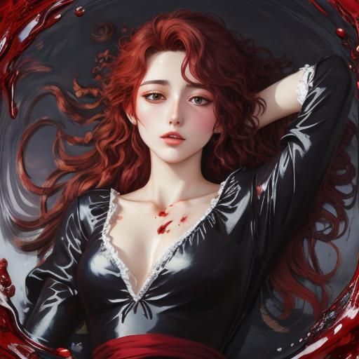 Dying Girl in Anime Oil Painting Style