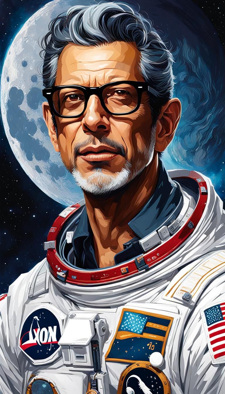 Jeff Goldblum Portrait on the Moon, Ultra Detailed Art