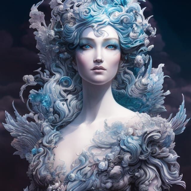 Ice Goddess in Anime Style Digital Illustration