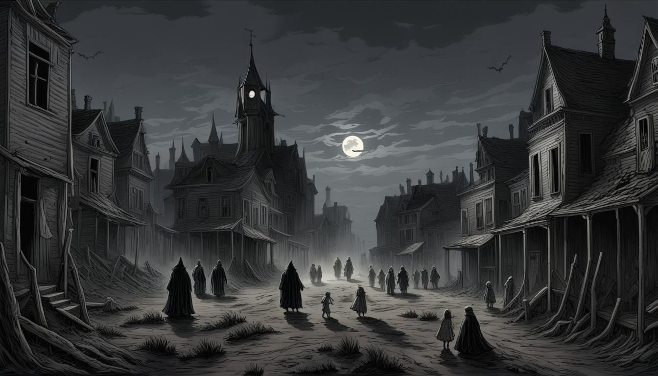 Ghostly Apparitions Haunt Abandoned Town at Night