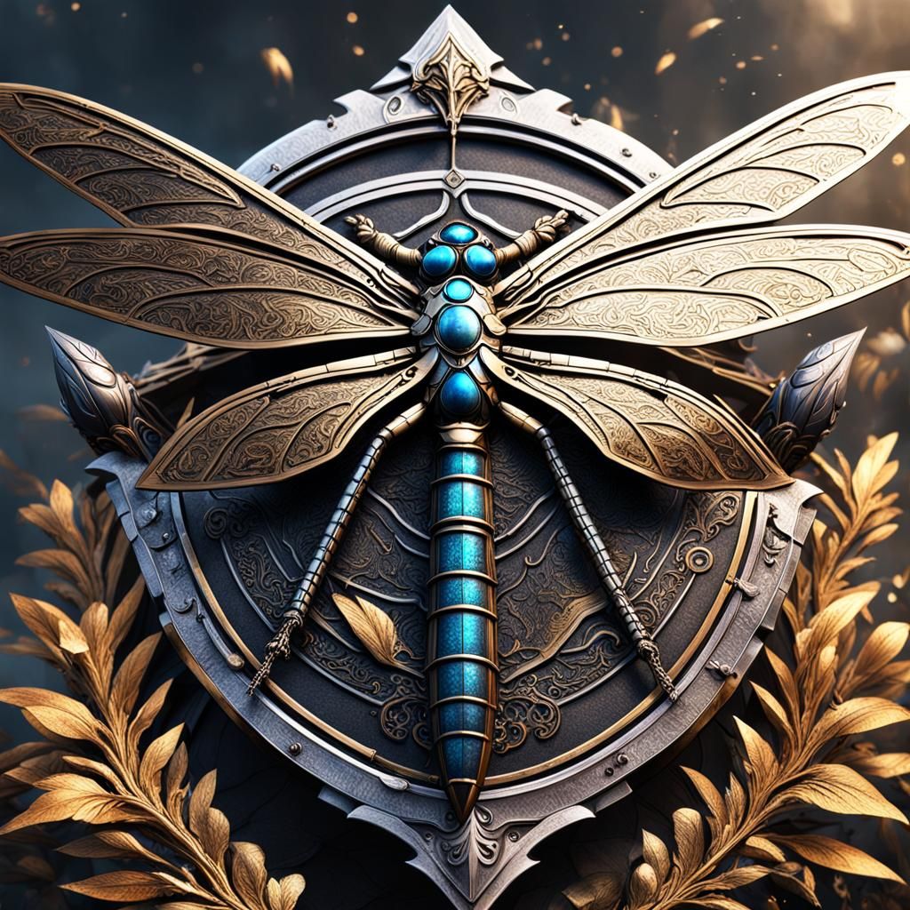 Samurai Armor with Dragonfly: Detailed Matte Painting