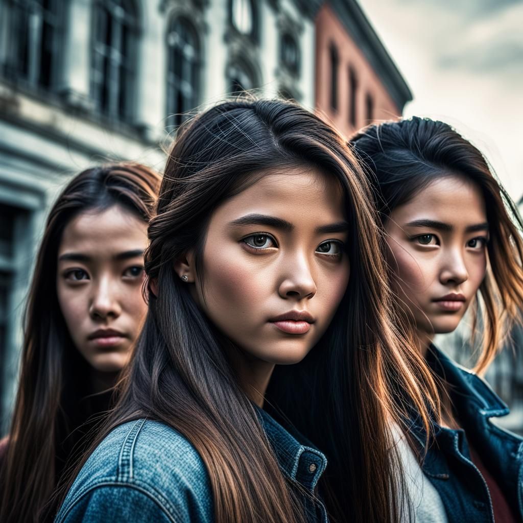 Hyperrealistic Portrait of Girl with Blurry Background