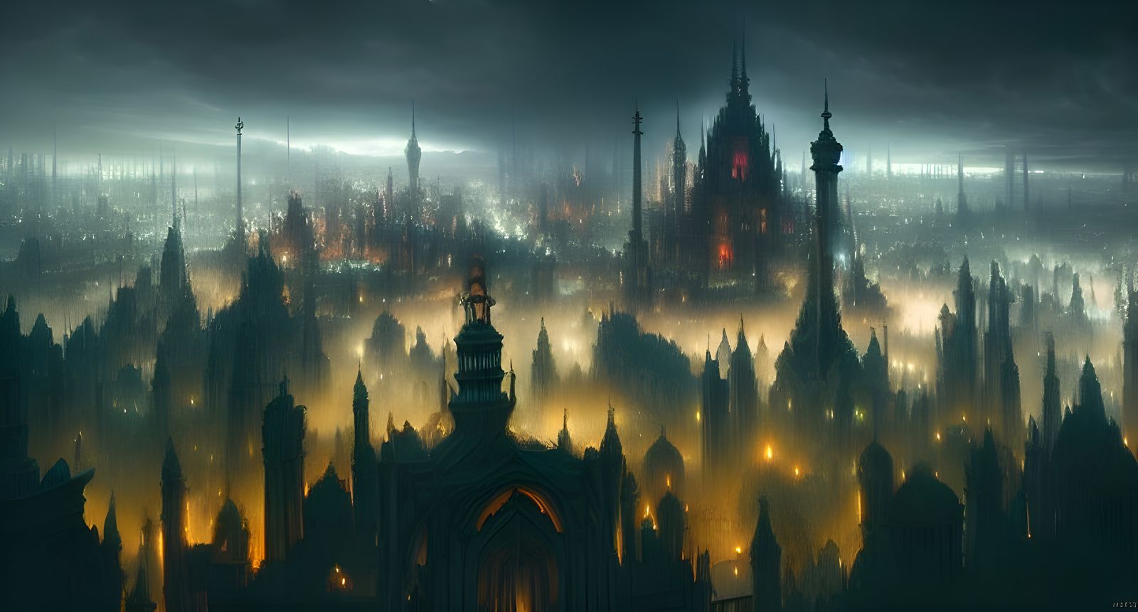 Epic Graveyard City Matte Painting