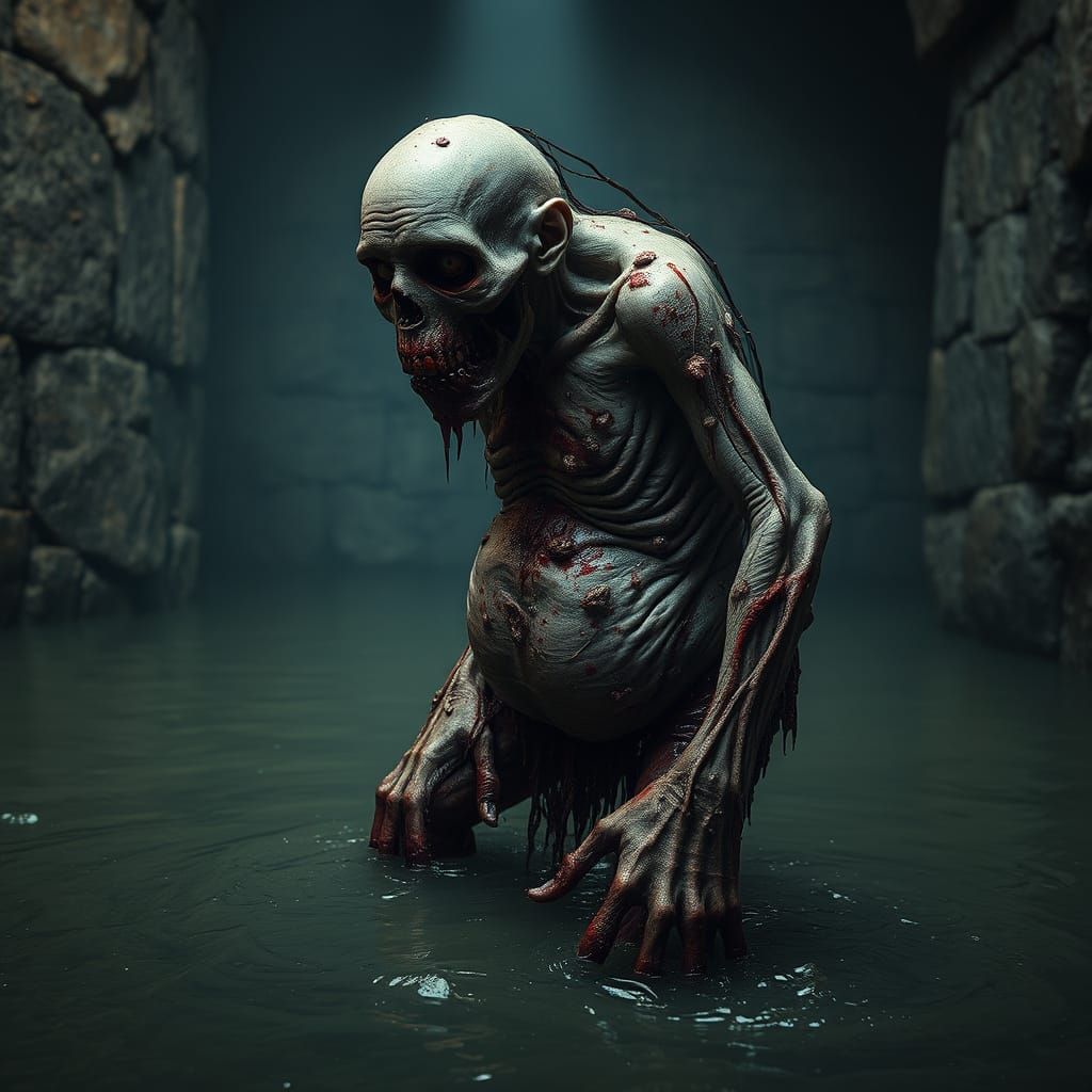 Decaying Zombie in Medieval Dungeon Depths