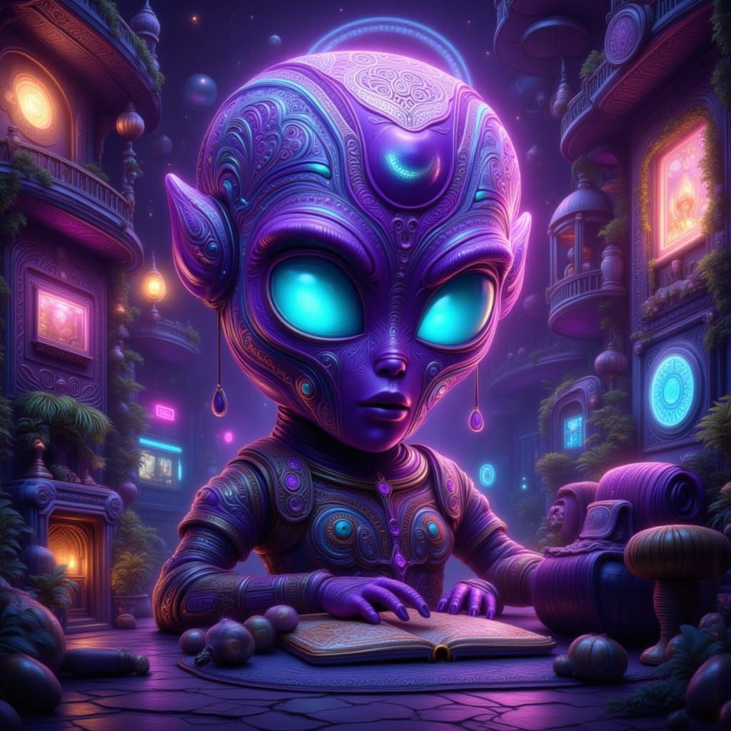 Surreal Alien Home Electrified in Magic Style