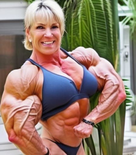 Muscular Female Bodybuilder Flexing