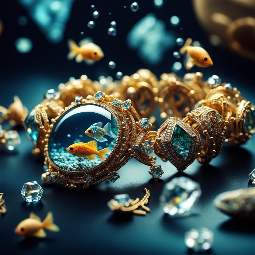 Aquarium Gem Jewelry: Hyperrealistic 64 Megapixel Detail