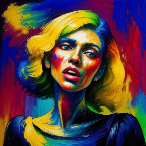 Expressive Oil Painting of Singer in Spotlight