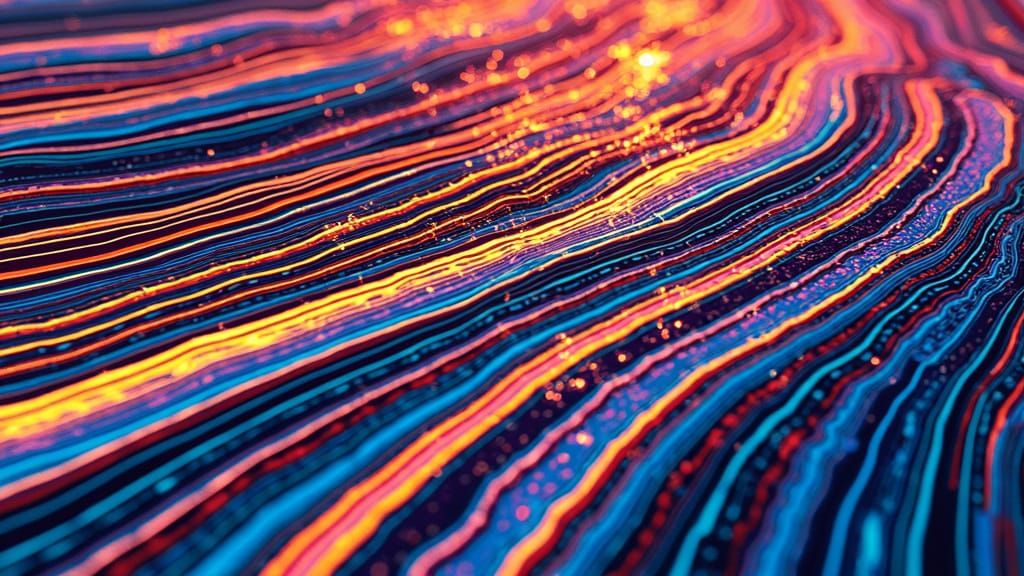 Vibrant Abstract Liquid Scene with Shifting Stripes
