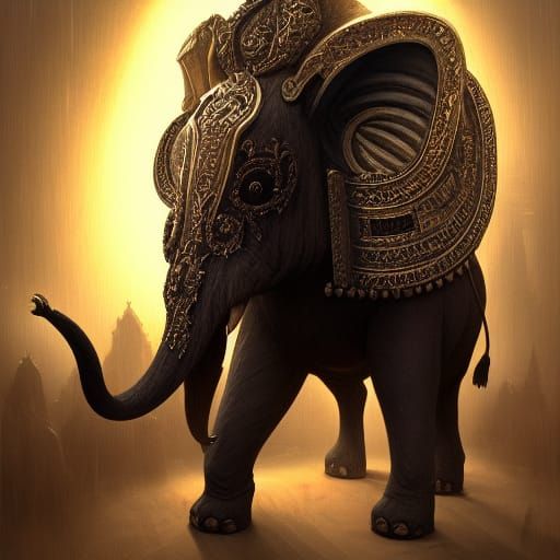 Detailed Wereelephant Mask in Dark Fantasy Style