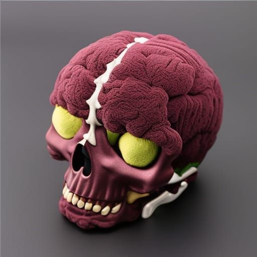 Velvet Red Brain Plushie in Biopunk Surrealism