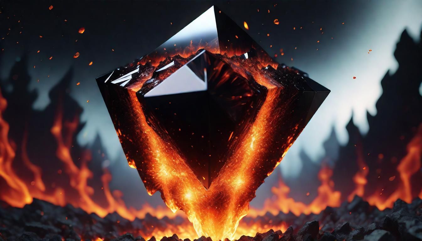 Black Crystal in Fiery Inferno: Hyper Detailed CGI