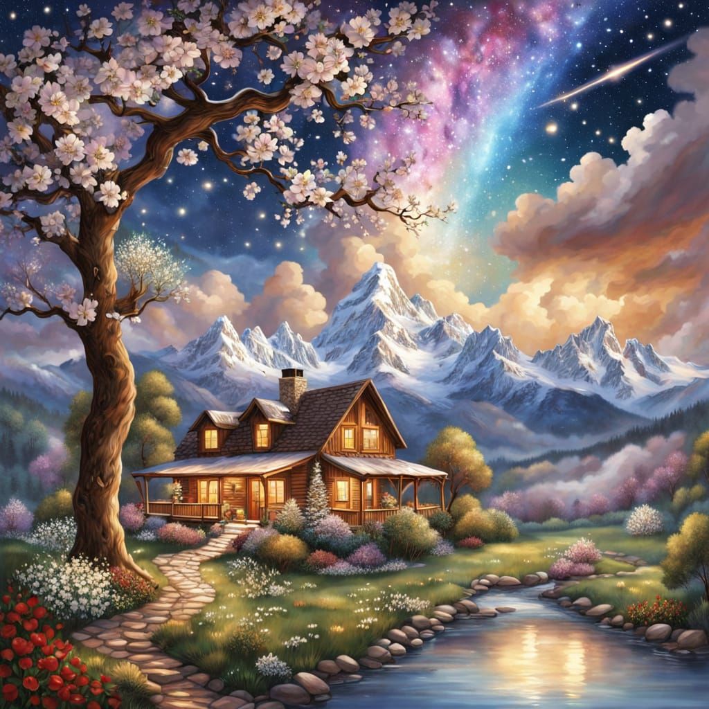 Hyperrealistic Night Sky Over Mountain Home