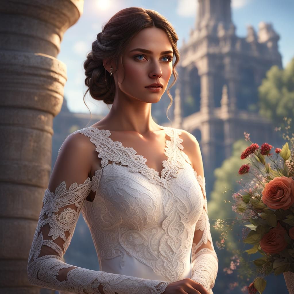 Seductive Woman in Wedding Dress: Fantasy Concept Art