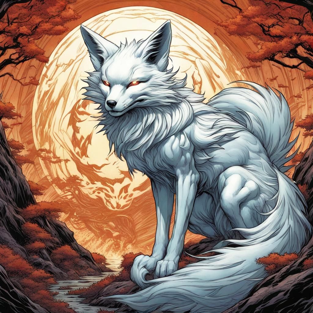Kitsune in Comic Book Art Style