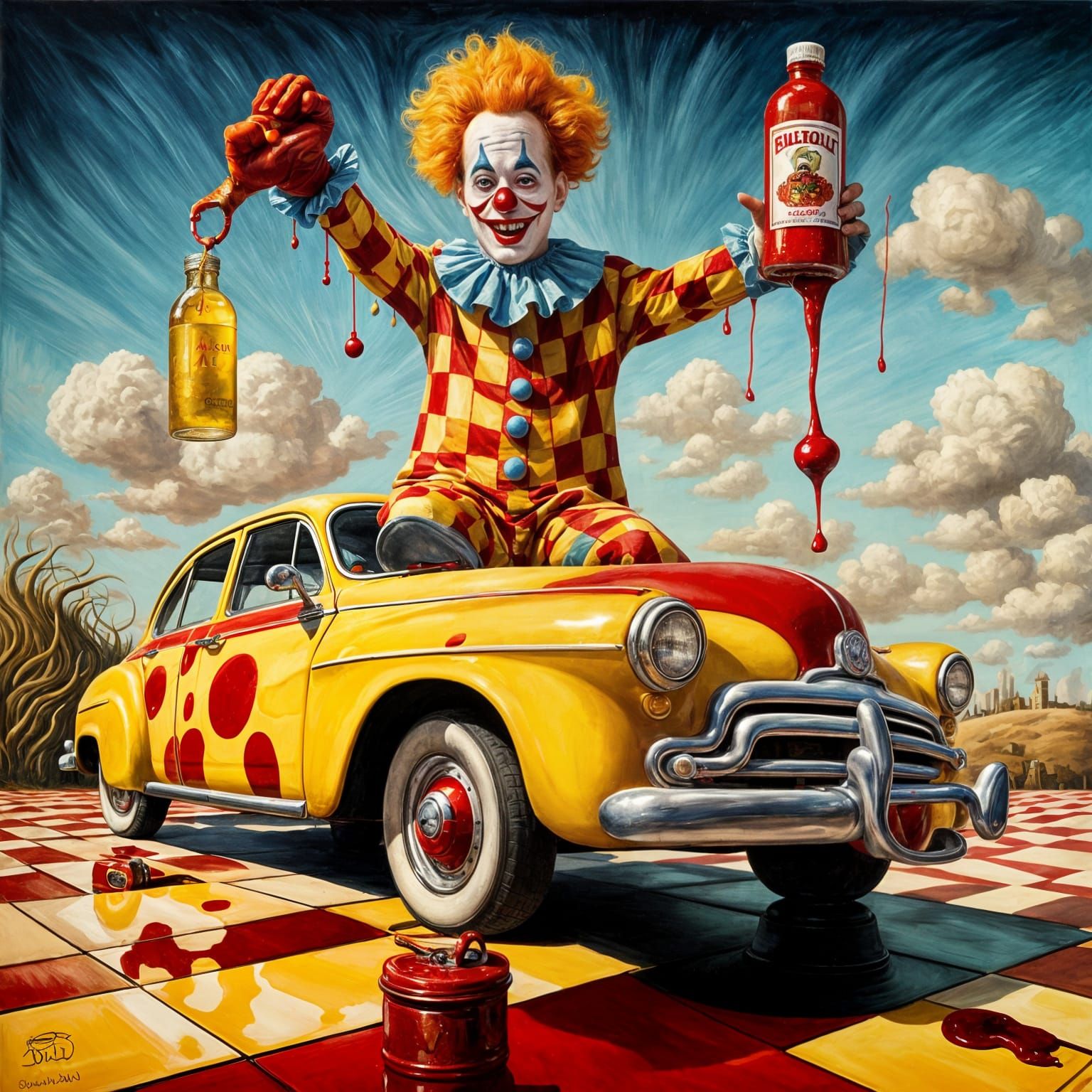 Surreal Mutant Ketchup Clown in Dali Style