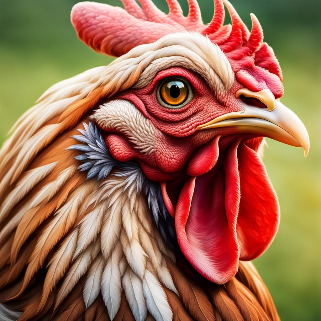 Hen Portrait in Hyperrealistic Wildlife Photography Style